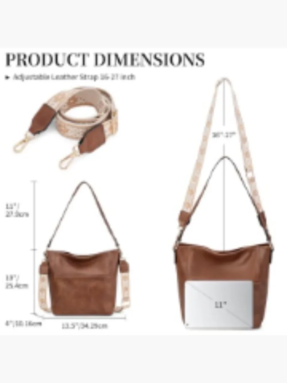 Women's PU Leather Hobo Crossbody Bag with Adjustable Strap